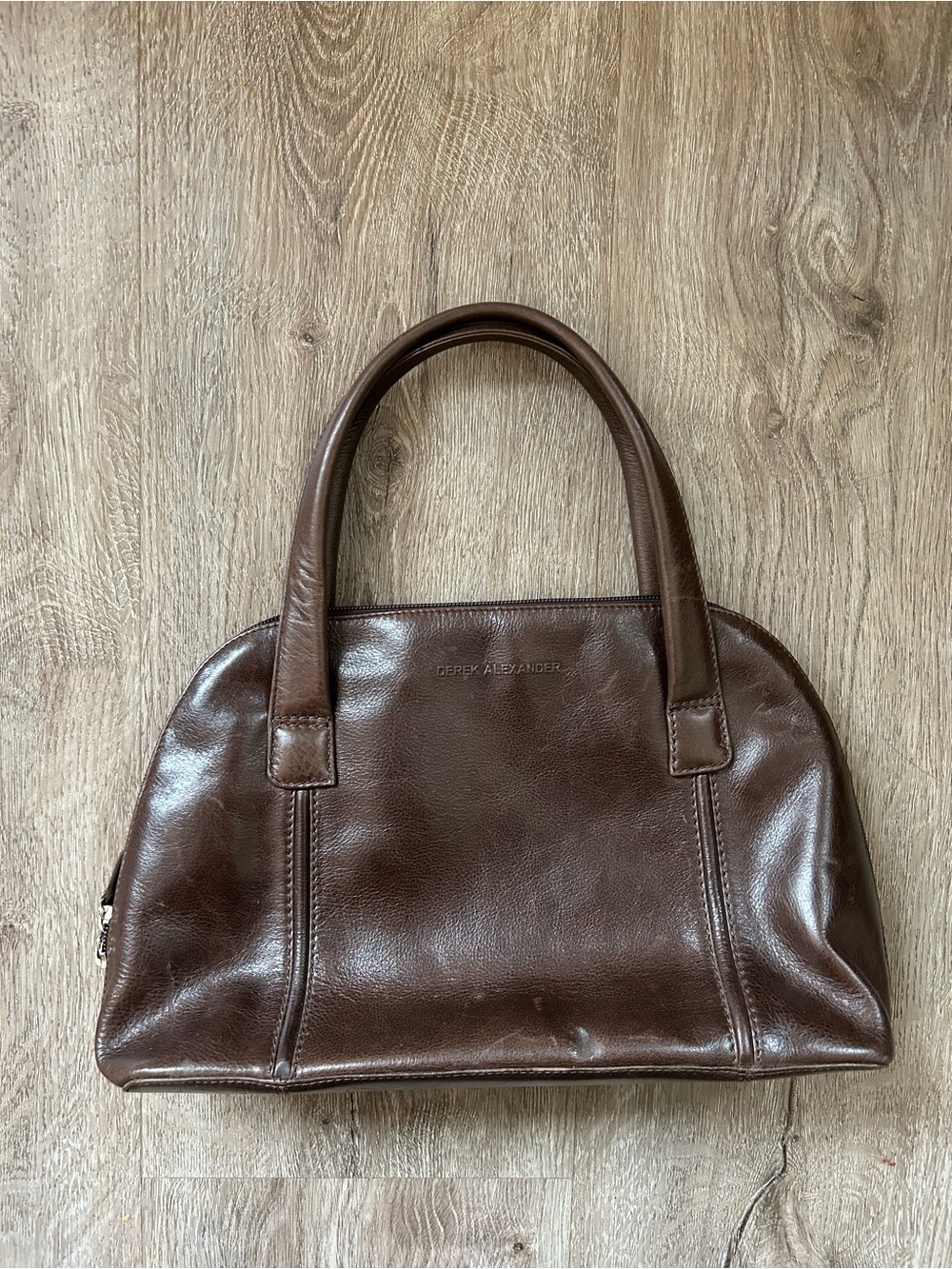 Vintage Brown Leather Satchel Crossbody- Derek Alexander